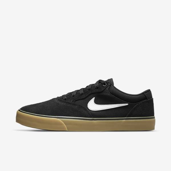 Nike SB Chron 2 Men\'s Skate Shoes Black / Light Brown / White | NK695WPV