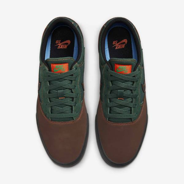 Nike SB Chron 2 Women's Skate Shoes Light Chocolate / Green / Orange / Black | NK438ZBK