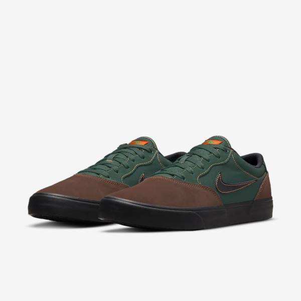 Nike SB Chron 2 Women's Skate Shoes Light Chocolate / Green / Orange / Black | NK438ZBK