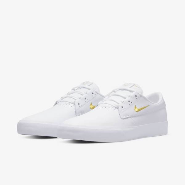 Nike SB Shane PRM Men's Skate Shoes White / Metal Gold | NK617VTR