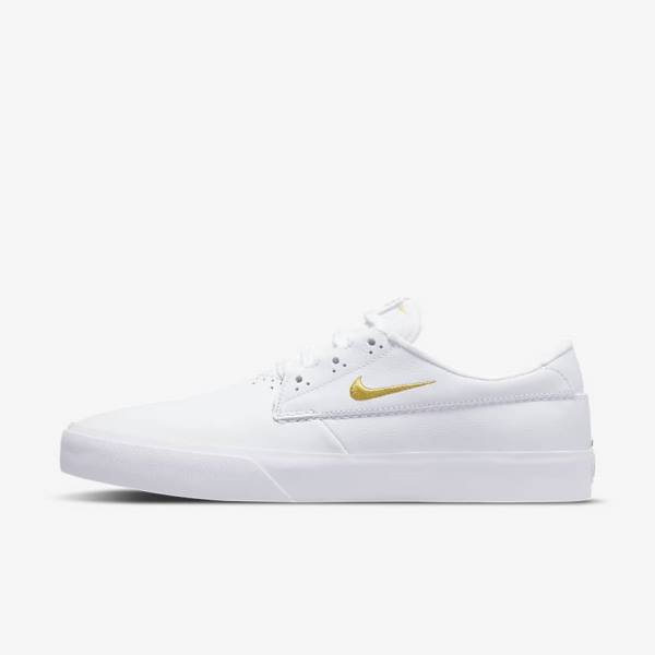 Nike SB Shane PRM Men\'s Skate Shoes White / Metal Gold | NK617VTR