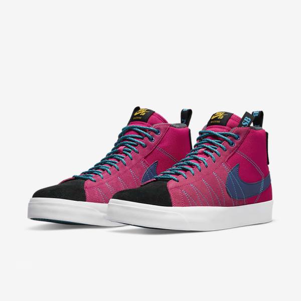 Nike SB Zoom Blazer Mid Premium Men's Skate Shoes Pink / Blue / Royal Blue | NK604EMR