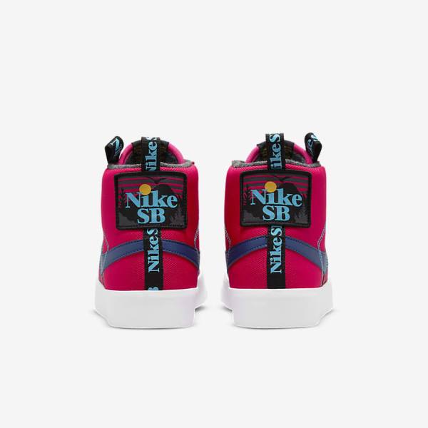 Nike SB Zoom Blazer Mid Premium Men's Skate Shoes Pink / Blue / Royal Blue | NK604EMR