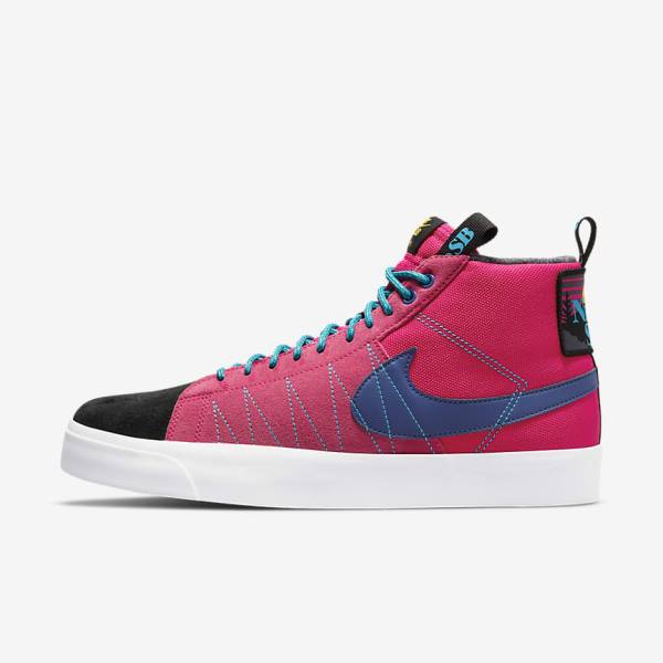 Nike SB Zoom Blazer Mid Premium Men\'s Skate Shoes Pink / Blue / Royal Blue | NK604EMR