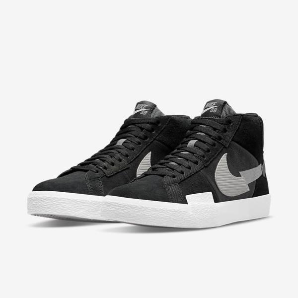 Nike SB Zoom Blazer Mid Premium Men's Skate Shoes Black / Grey / White | NK734SOB