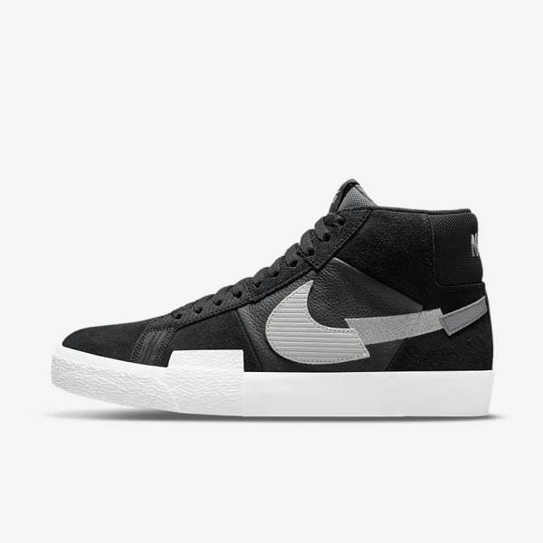 Nike SB Zoom Blazer Mid Premium Men\'s Skate Shoes Black / Grey / White | NK734SOB