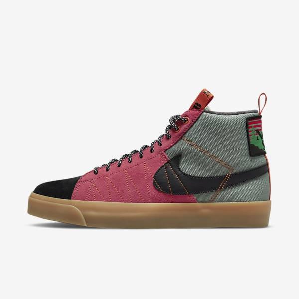 Nike SB Zoom Blazer Mid Premium Women\'s Skate Shoes White / Brown / Black | NK265DSZ