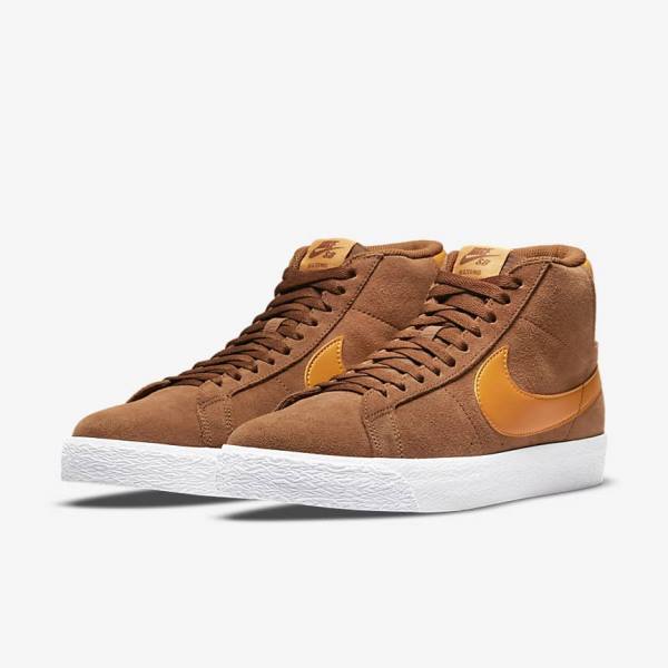 Nike SB Zoom Blazer Mid Women's Skate Shoes White / Yellow | NK730HLT