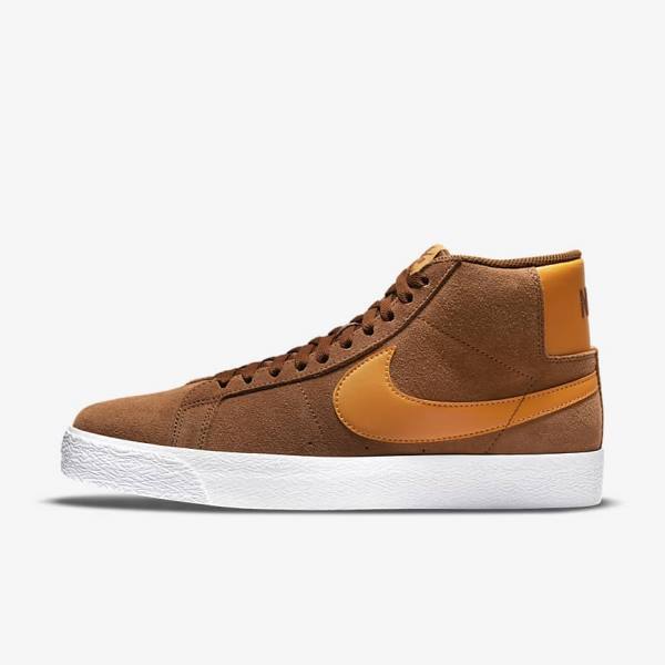 Nike SB Zoom Blazer Mid Women\'s Skate Shoes White / Yellow | NK730HLT