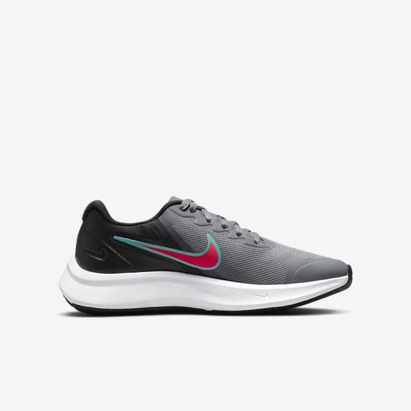 Nike Star Runner 3 Older Road Kids' Running Shoes Grey / Black / Red | NK012BKE