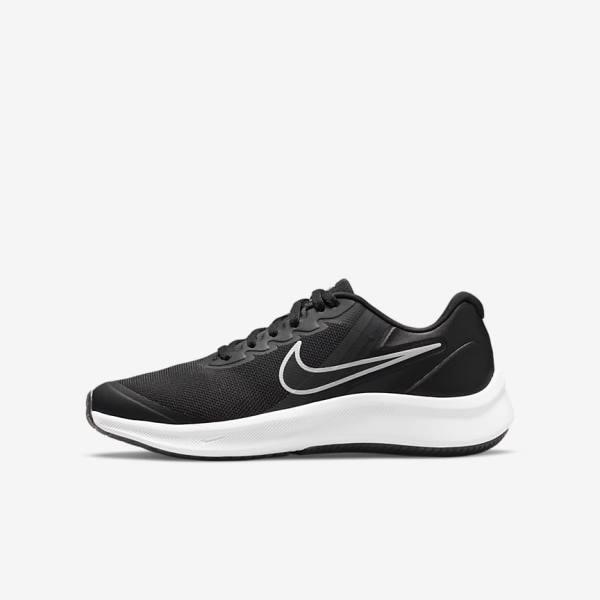 Nike Star Runner 3 Older Road Kids\' Running Shoes Black / Dark Grey | NK179LAW