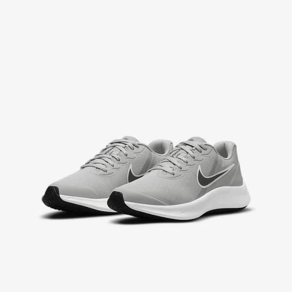 Nike Star Runner 3 Older Road Kids' Running Shoes Light Grey / Black | NK187UCN