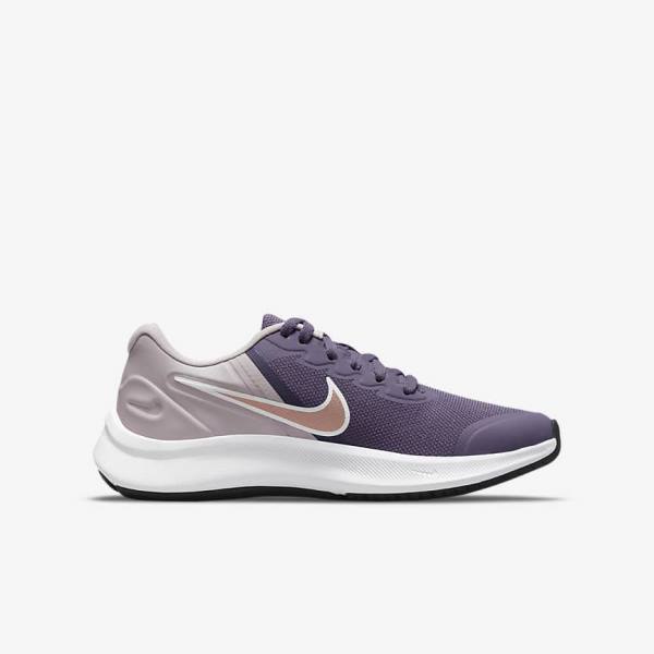 Nike Star Runner 3 Older Road Kids' Running Shoes Purple / Grey / Metal Red Brown | NK682DKU