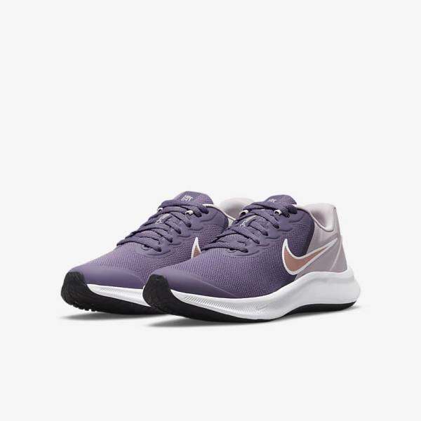 Nike Star Runner 3 Older Road Kids' Running Shoes Purple / Grey / Metal Red Brown | NK682DKU