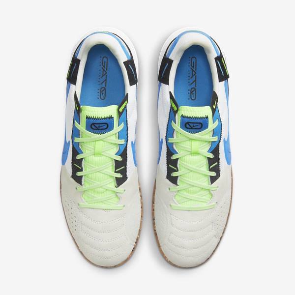 Nike Streetgato Men's Football Shoes White / Black / Light Green / Light Blue | NK391JET