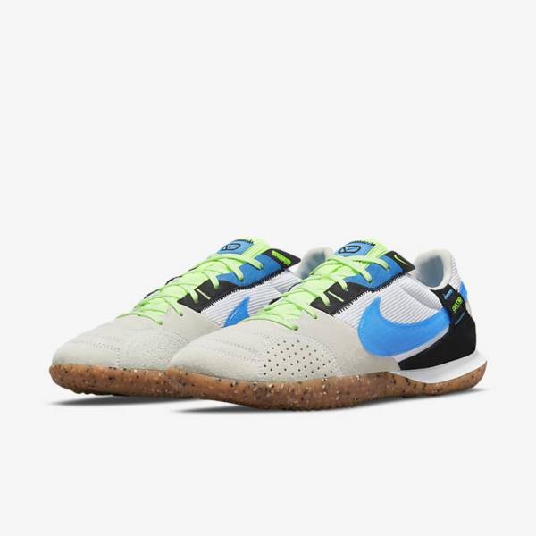 Nike Streetgato Men's Football Shoes White / Black / Light Green / Light Blue | NK391JET