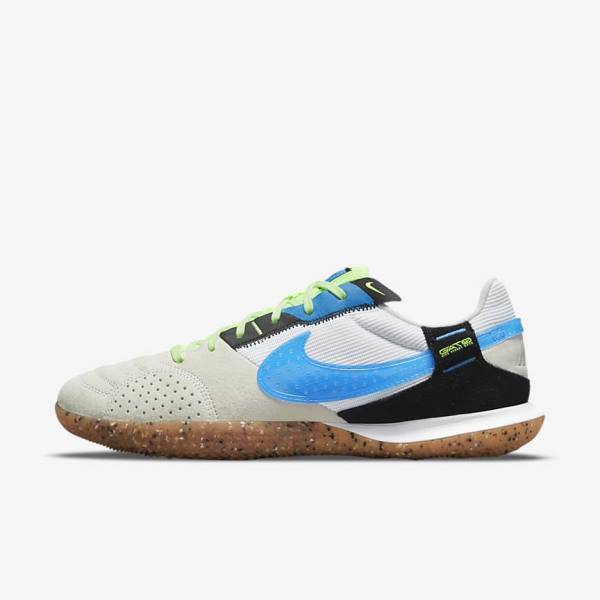 Nike Streetgato Men\'s Football Shoes White / Black / Light Green / Light Blue | NK391JET