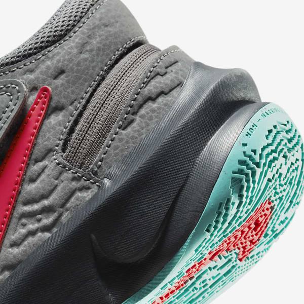 Nike Team Hustle D 10 FlyEase Older Kids' Basketball Shoes Grey / Dark Grey / Turquoise / Red | NK157GQE