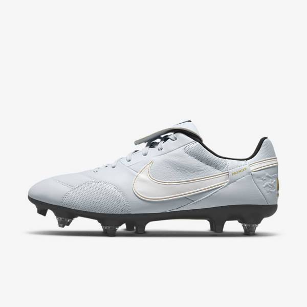 Nike The Premier 3 SG-PRO Anti-Clog Traction Soft-Ground Men\'s Football Shoes Platinum / Black / Metal Gold / White | NK413ZAY