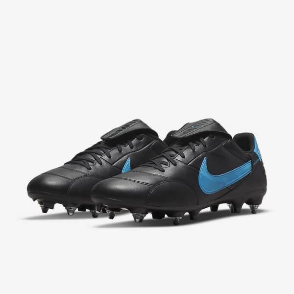 Nike The Premier 3 SG-PRO Anti-Clog Traction Soft-Ground Men's Football Shoes Black / Blue | NK485DQA