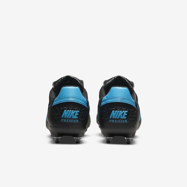 Nike The Premier 3 SG-PRO Anti-Clog Traction Soft-Ground Men's Football Shoes Black / Blue | NK485DQA