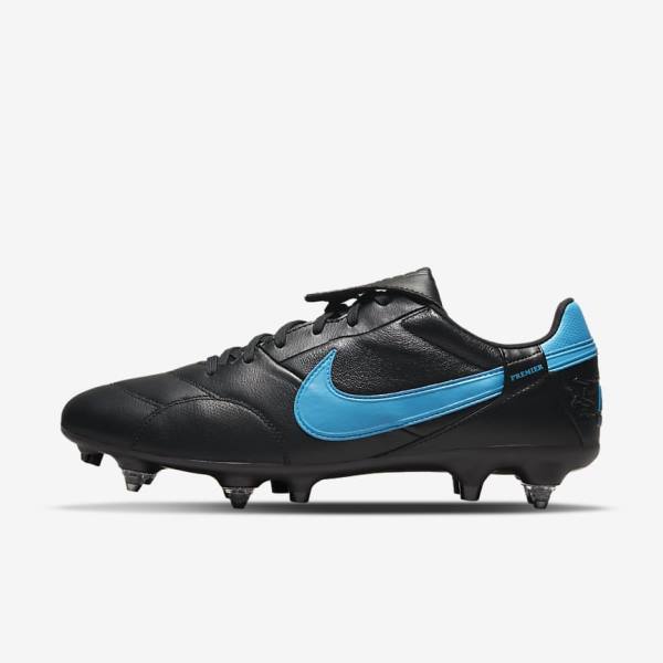 Nike The Premier 3 SG-PRO Anti-Clog Traction Soft-Ground Men\'s Football Shoes Black / Blue | NK485DQA