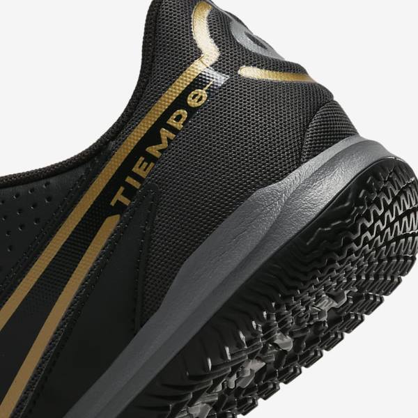 Nike Tiempo Legend 9 Academy IC Indoor-Court Women's Football Shoes Black / Dark Grey / Metal Gold / Black | NK479DBO