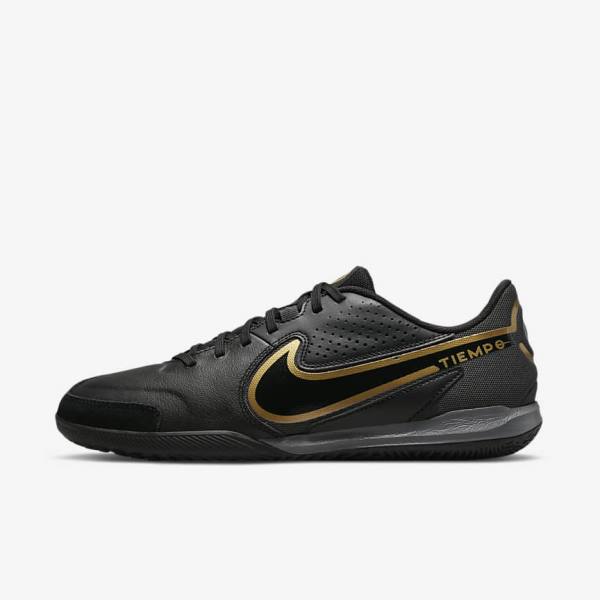 Nike Tiempo Legend 9 Academy IC Indoor-Court Women\'s Football Shoes Black / Dark Grey / Metal Gold / Black | NK479DBO