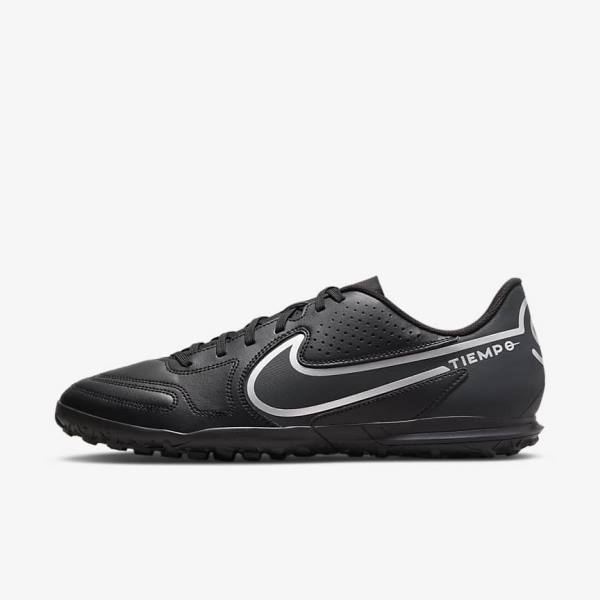 Nike Tiempo Legend 9 Club TF Turf Men\'s Football Shoes Black / Dark Grey | NK293ANV