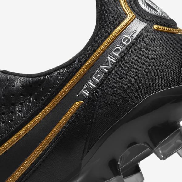 Nike Tiempo Legend 9 Elite FG Firm-Ground Women's Football Shoes Black / Dark Grey / Metal Gold / Metal Dark Grey | NK015JOT