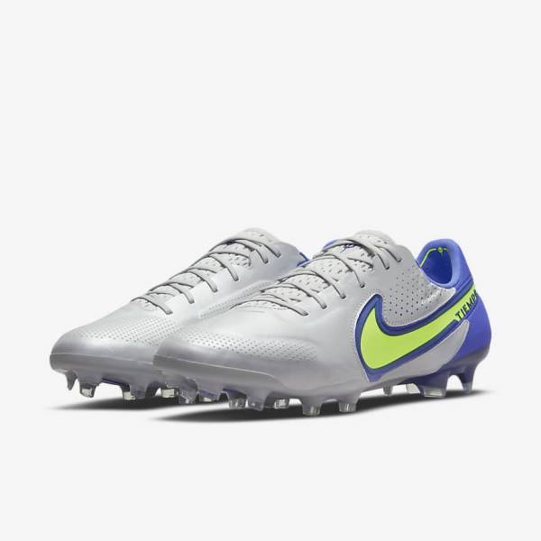 Nike Tiempo Legend 9 Elite FG Firm-Ground Men's Football Shoes Grey / Blue | NK652LFN