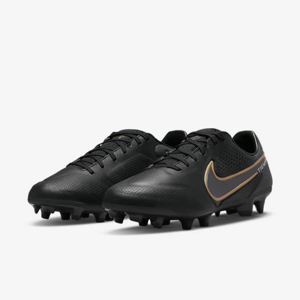 Nike Tiempo Legend 9 Pro FG Firm-Ground Women's Football Shoes Black / Dark Grey / Metal Gold / Metal Dark Grey | NK236QXS