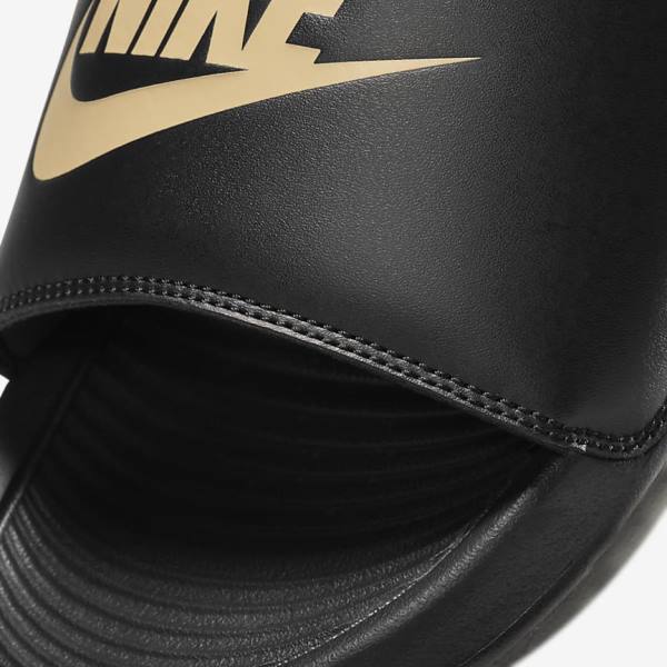 Nike Victori One Men's Slides Black / Metal Gold | NK275PAL