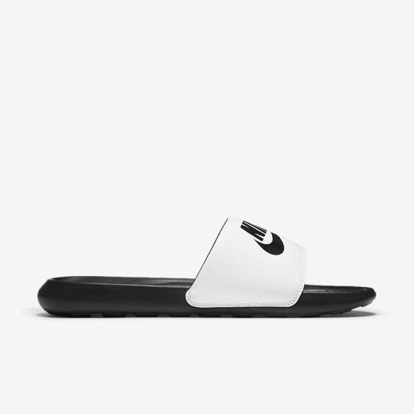 Nike Victori One Men's Slides Black / White | NK581QYU