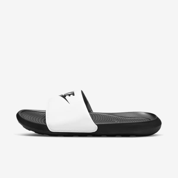 Nike Victori One Men\'s Slides Black / White | NK581QYU