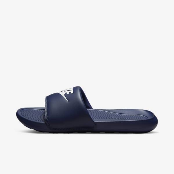 Nike Victori One Men\'s Slides Navy / Navy / White | NK581RIH