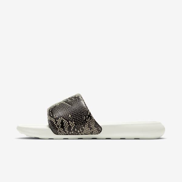 Nike Victori One Print Women\'s Slides Brown / White / Black | NK845OJT