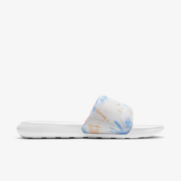 Nike Victori One Print Women's Slides White / Light Mango / Blue / White | NK401QTN