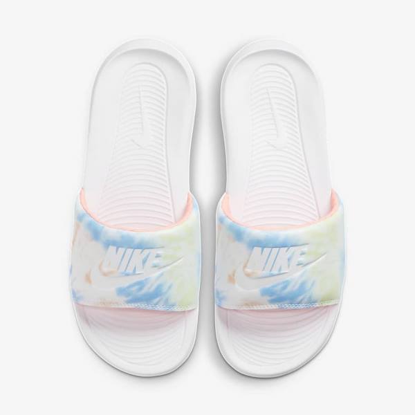 Nike Victori One Print Women's Slides White / Light Mango / Blue / White | NK401QTN