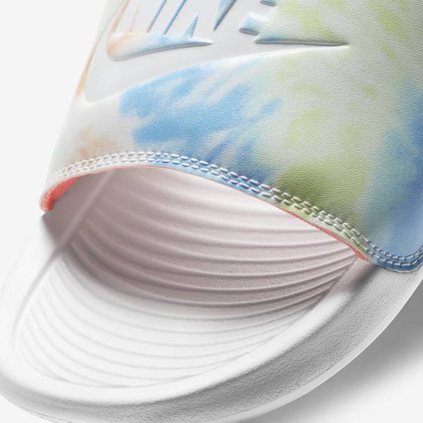 Nike Victori One Print Women's Slides White / Light Mango / Blue / White | NK401QTN