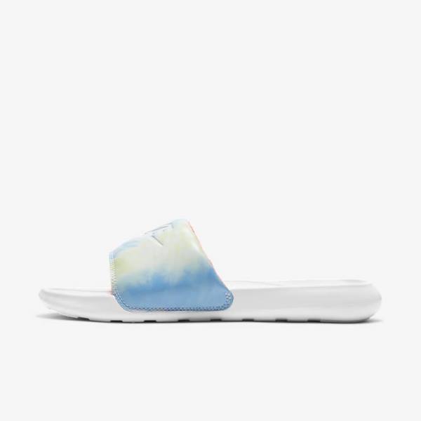 Nike Victori One Print Women\'s Slides White / Light Mango / Blue / White | NK401QTN