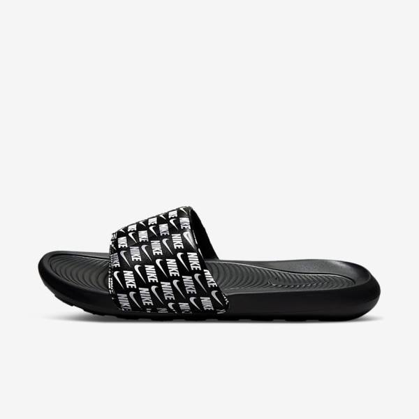 Nike Victori One Printed Men\'s Slides Black / White | NK432MPO