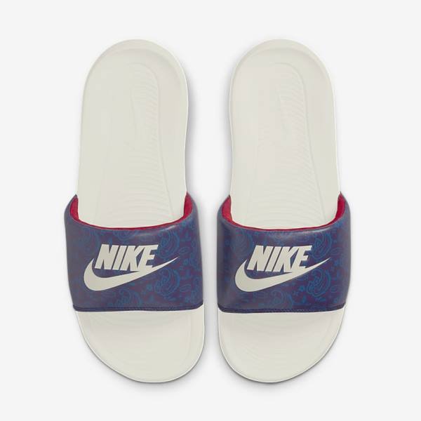 Nike Victori One Printed Men's Slides Blue / Dark Blue / Red | NK806AHL