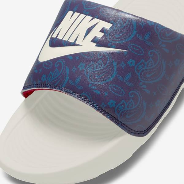 Nike Victori One Printed Men's Slides Blue / Dark Blue / Red | NK806AHL