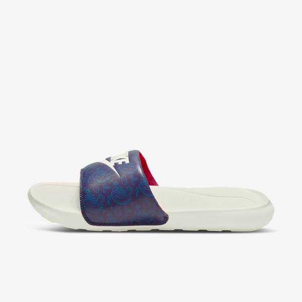 Nike Victori One Printed Men\'s Slides Blue / Dark Blue / Red | NK806AHL