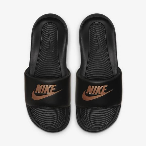 Nike Victori One Women's Slides Black / Metal Red Brown | NK053LBH