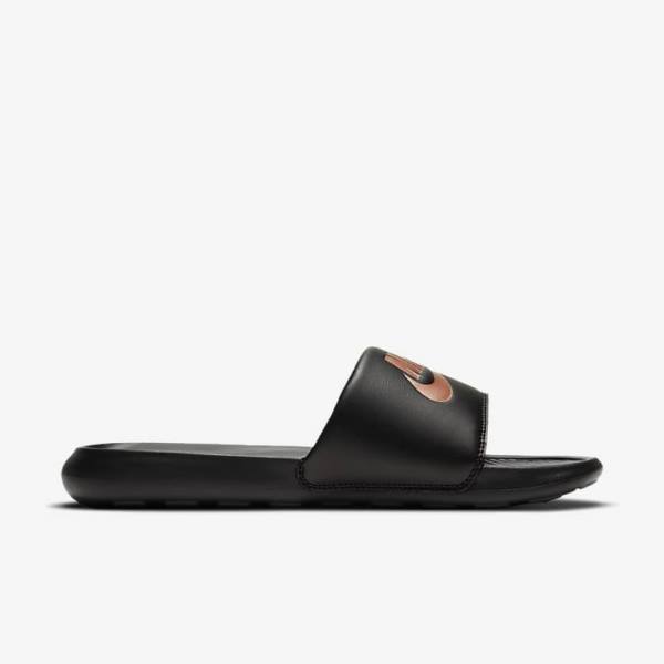 Nike Victori One Women's Slides Black / Metal Red Brown | NK053LBH