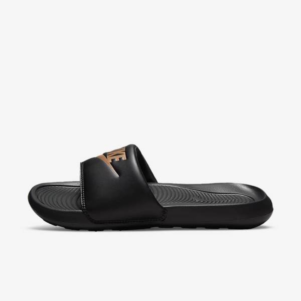 Nike Victori One Women\'s Slides Black / Metal Red Brown | NK053LBH