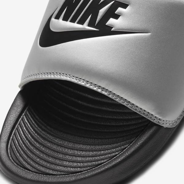 Nike Victori One Women's Slides Black / Metal Silver / Black | NK201JVY