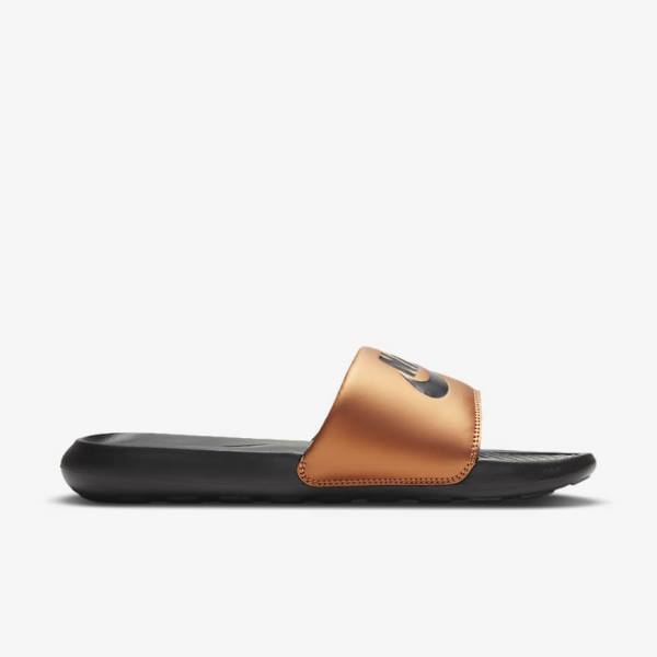 Nike Victori One Women's Slides Black / Metal Copper / Black | NK467ZTB